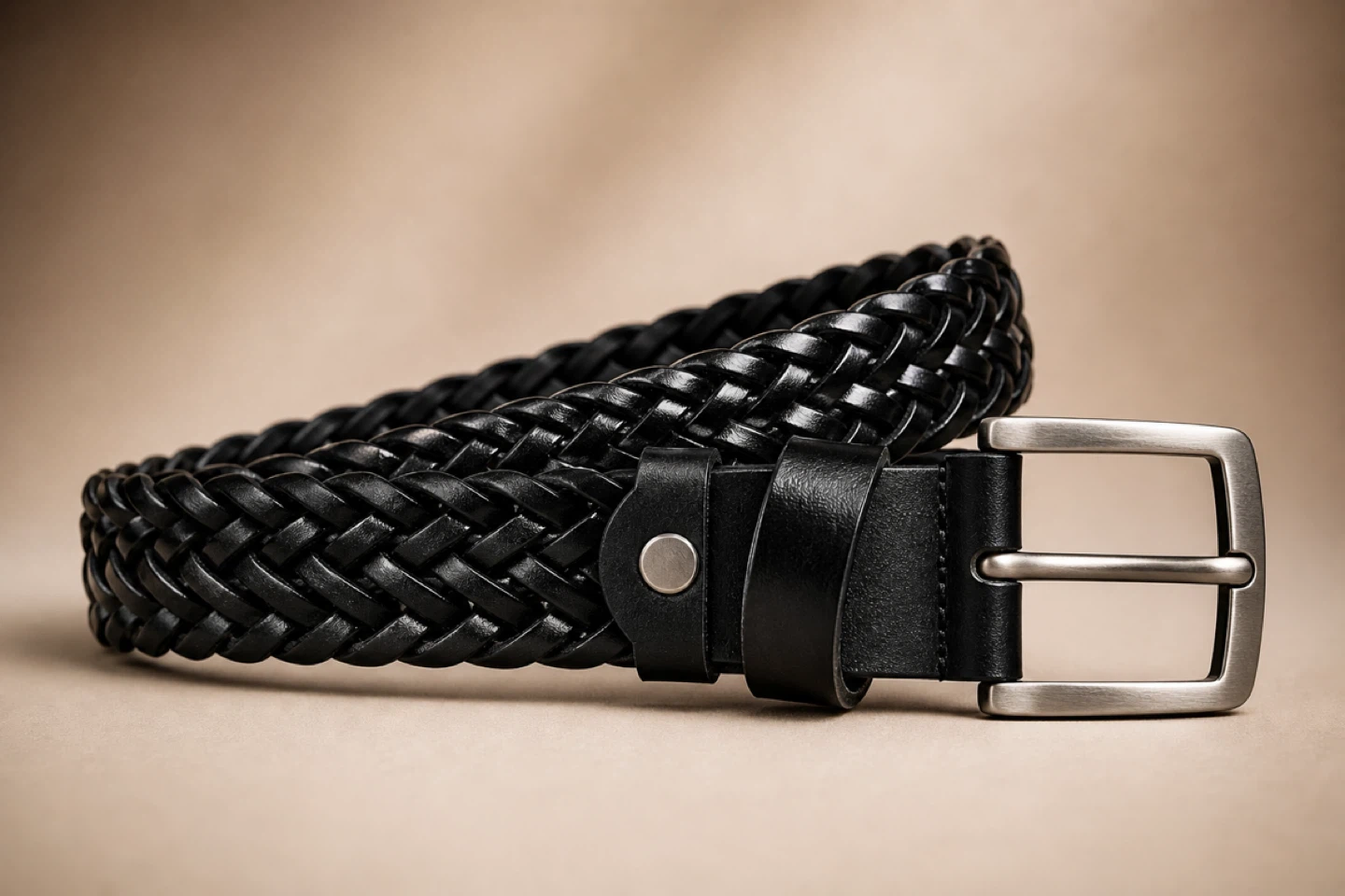Braided leather belt - photo 2