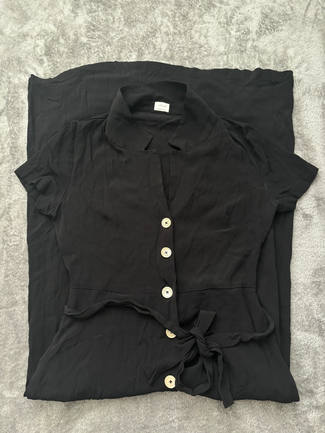 Wilfred Black Button-Up Midi Dress