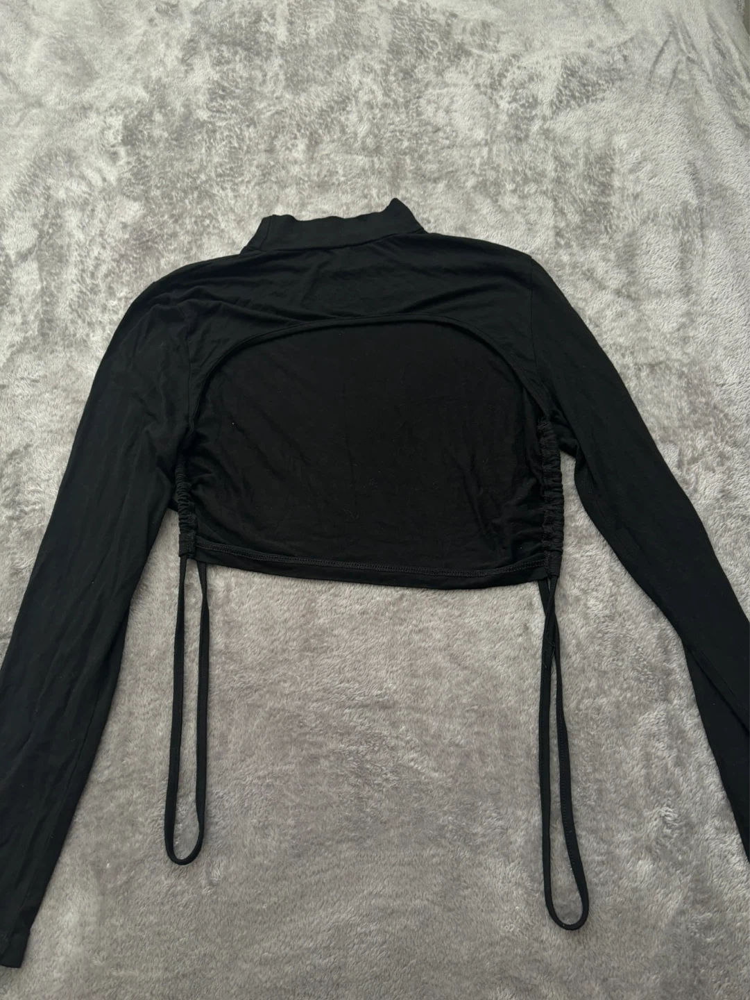 Black Backless Rouched Long Sleeve - photo 2