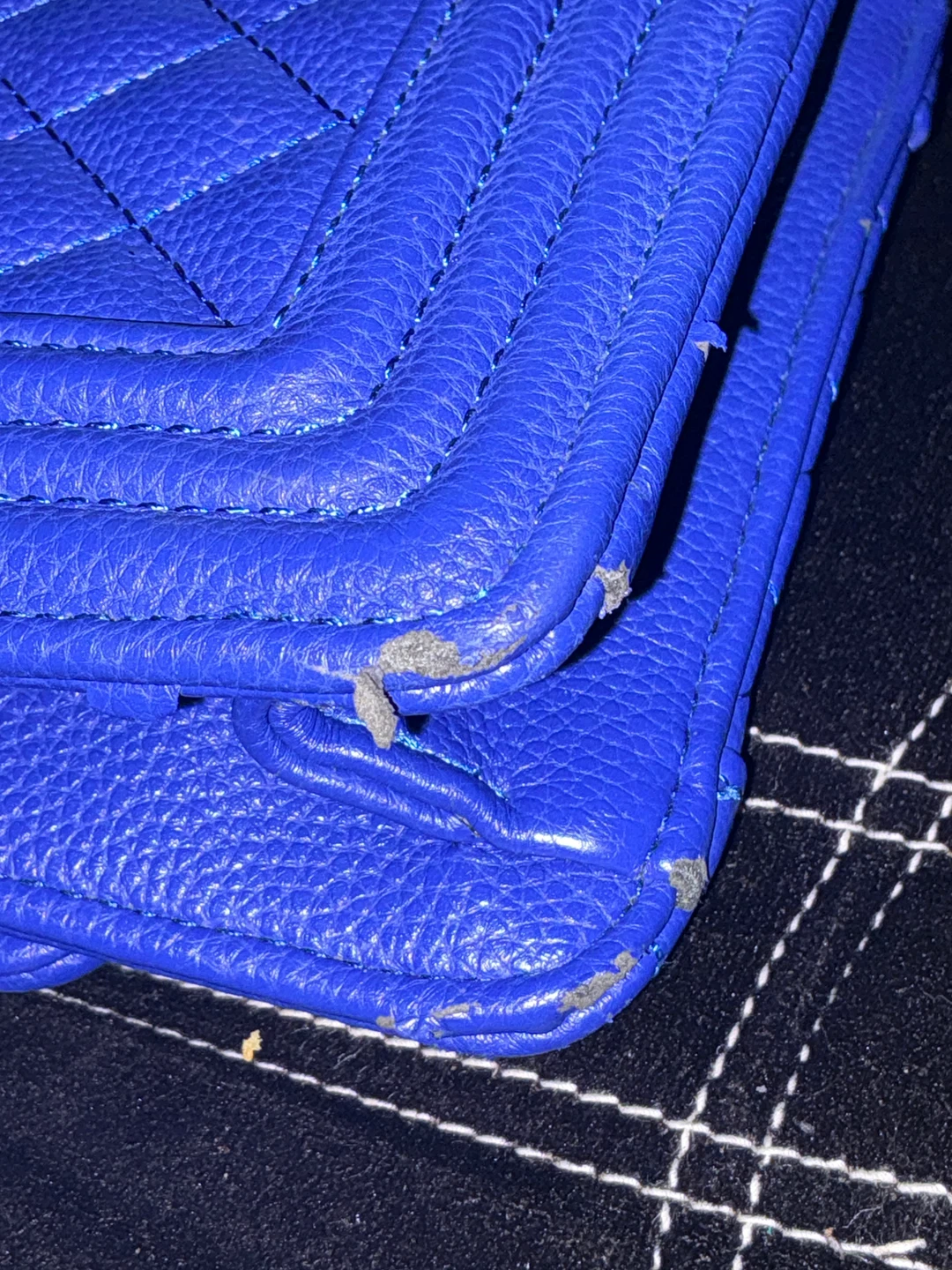 Chanel North South Boy Leather Blue Handbag w/Gold Chain Strap - photo 5