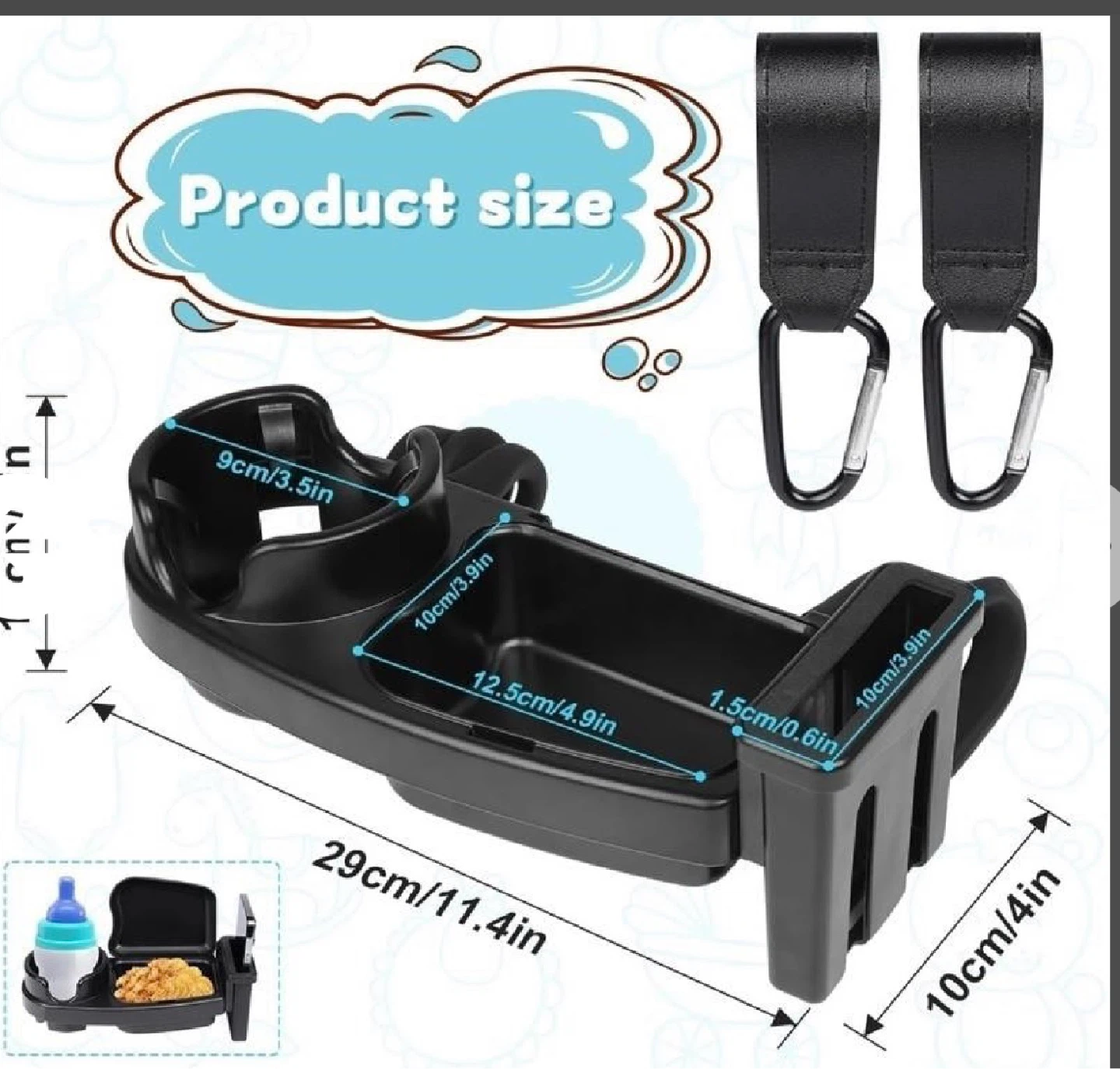 NEW! Universal Stroller  Organizer Tray with Cup Holder