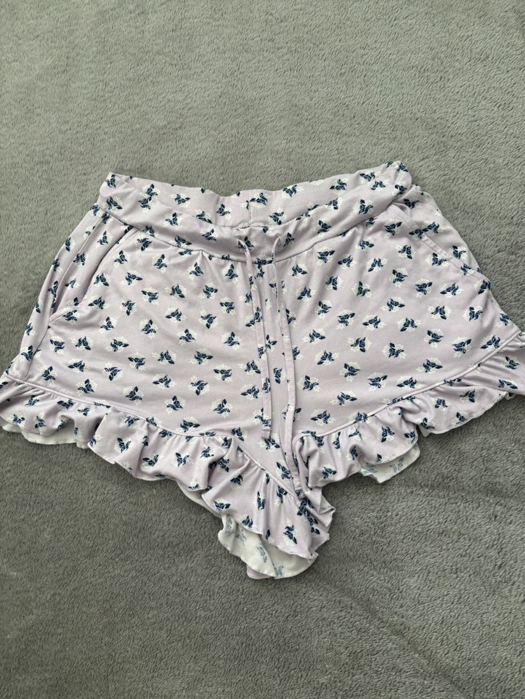 Lavender Floral Ruffle Shorts
