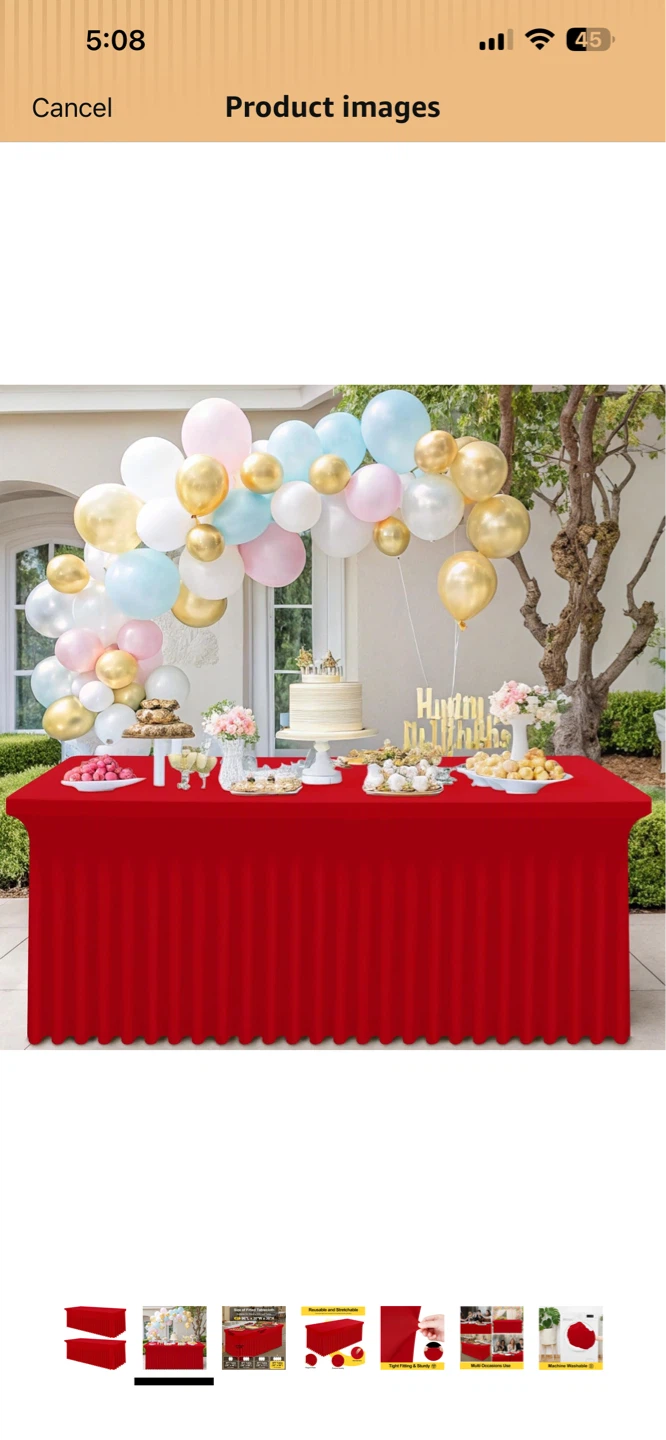 NEW! Spandex Tablecloth - Red, 8FT 96"x30" Waterproof(2) - photo 4