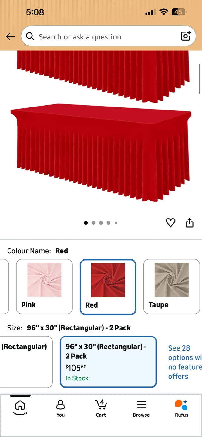 NEW! Spandex Tablecloth - Red, 8FT 96"x30" Waterproof(2) - photo 2