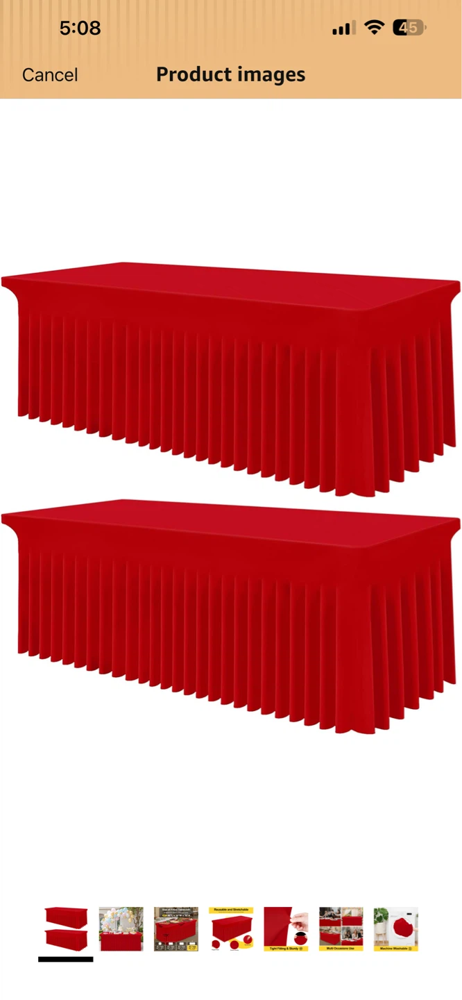 NEW! Spandex Tablecloth - Red, 8FT 96"x30" Waterproof(2) - photo 3