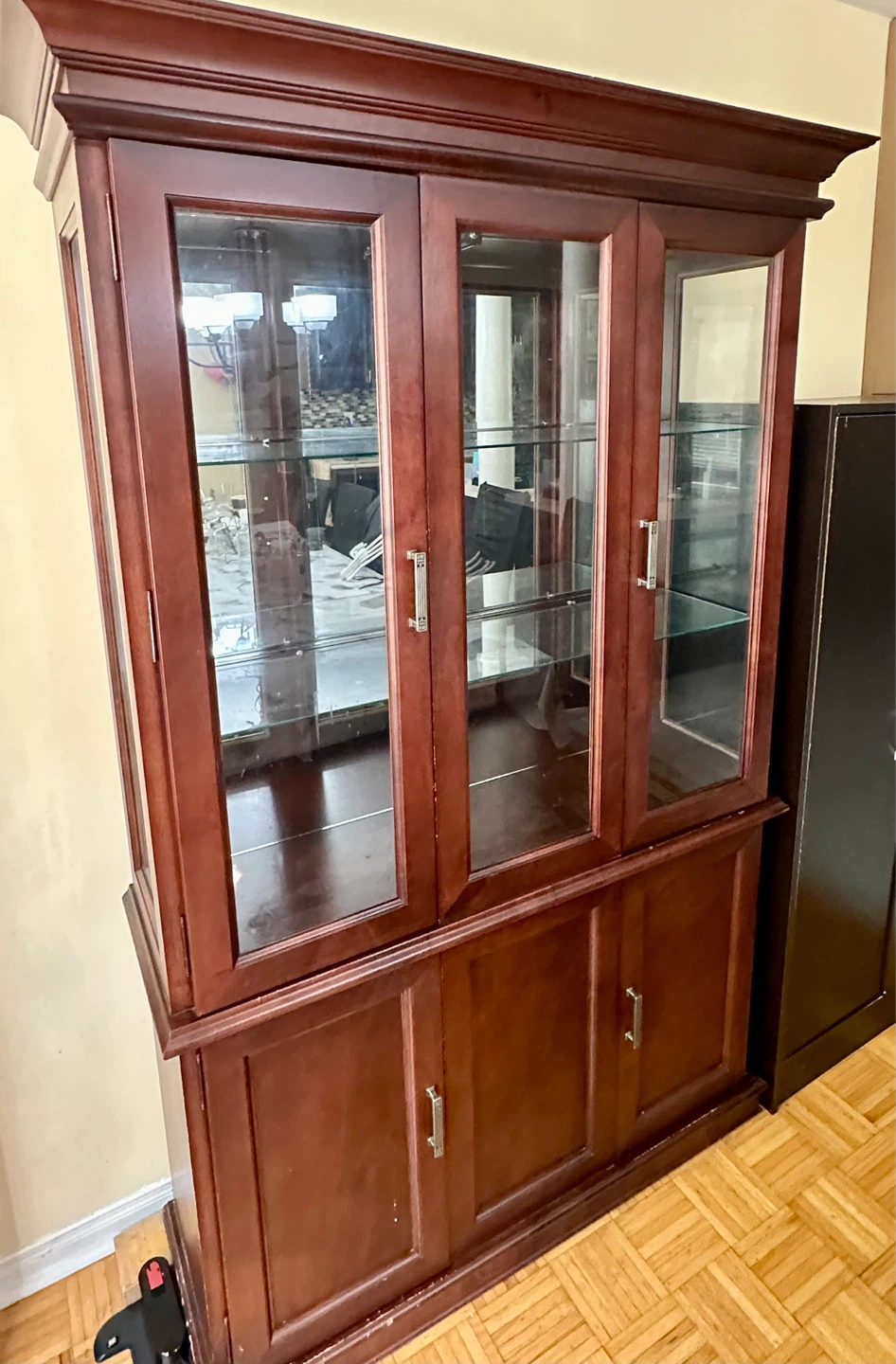Wooden Display Cabinet with Glass Doors