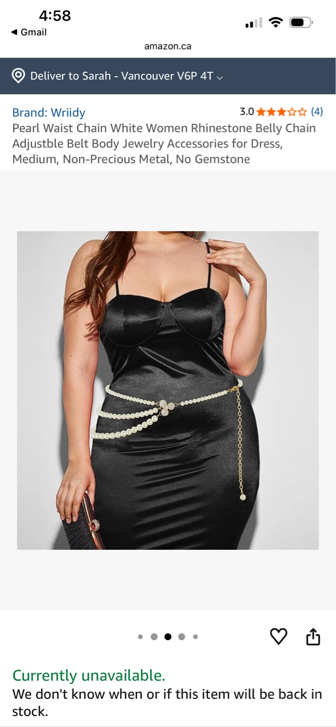 Pearl and Gold-toned Chain Belt/Accessories