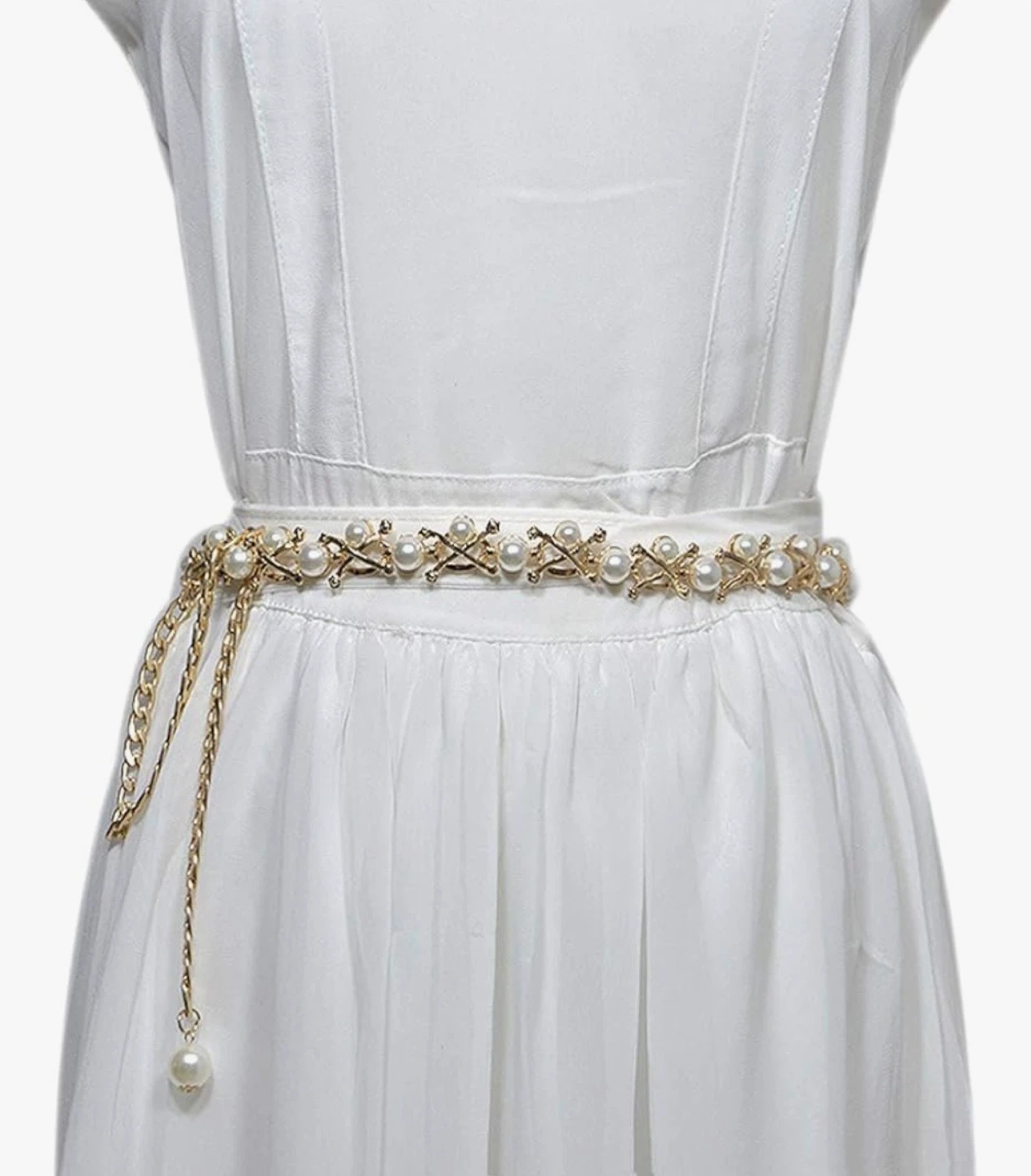 Pearl and Gold-toned Chain Belt/Accessories - photo 4