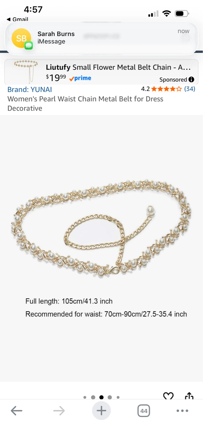 Pearl and Gold-toned Chain Belt/Accessories - photo 5