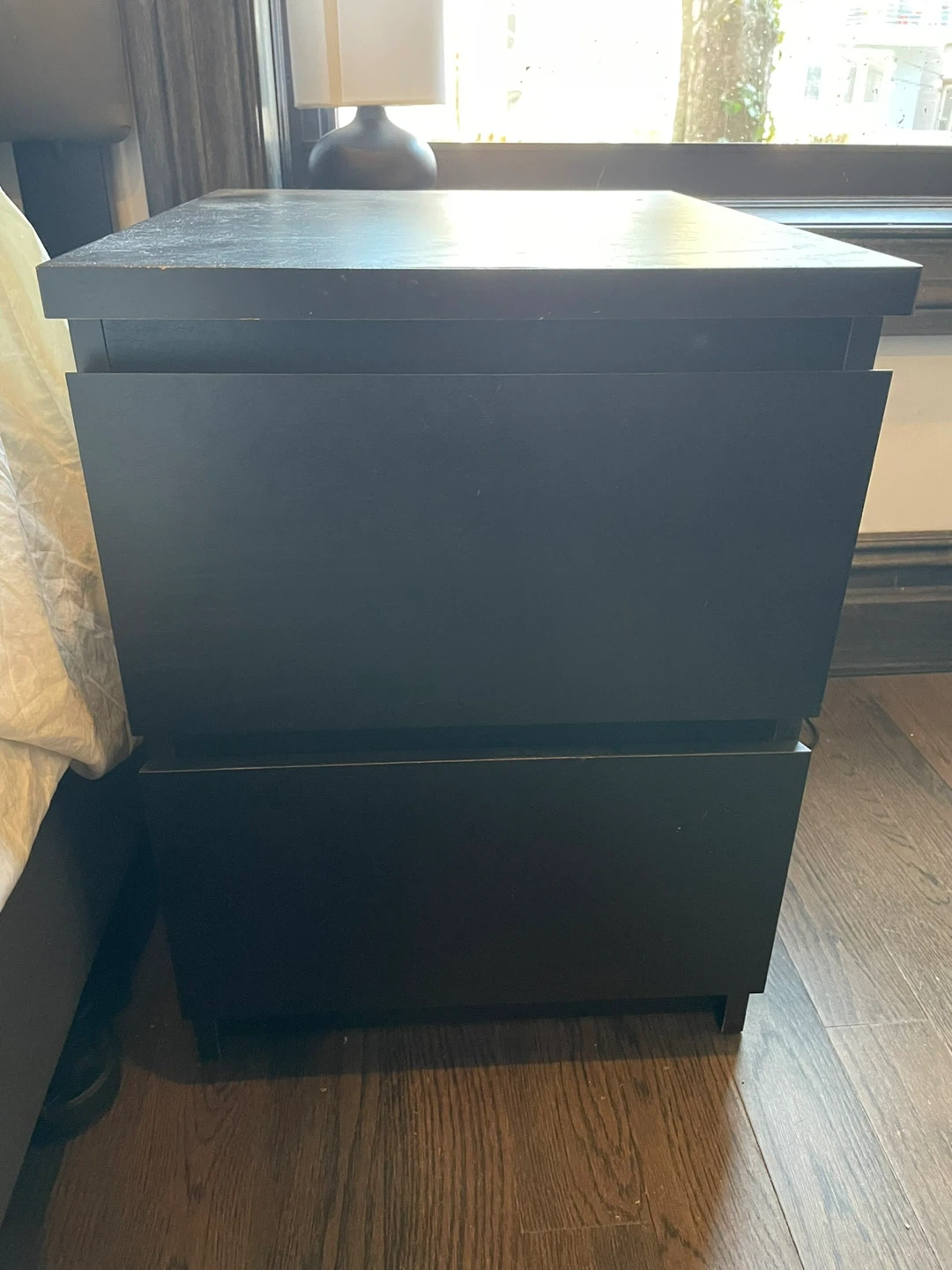 Black 2-Drawer Nightstand