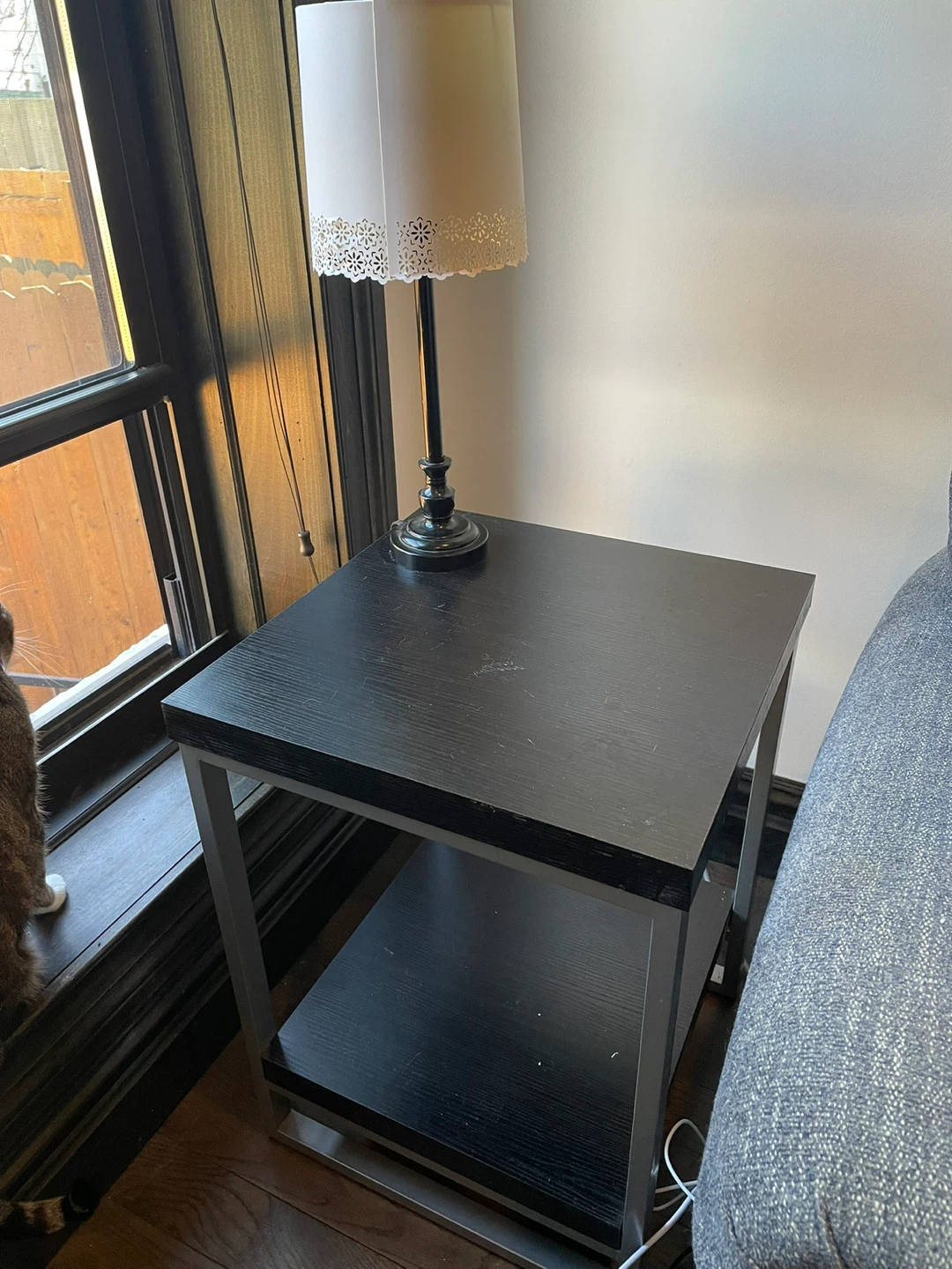 Black End Table with Shelf