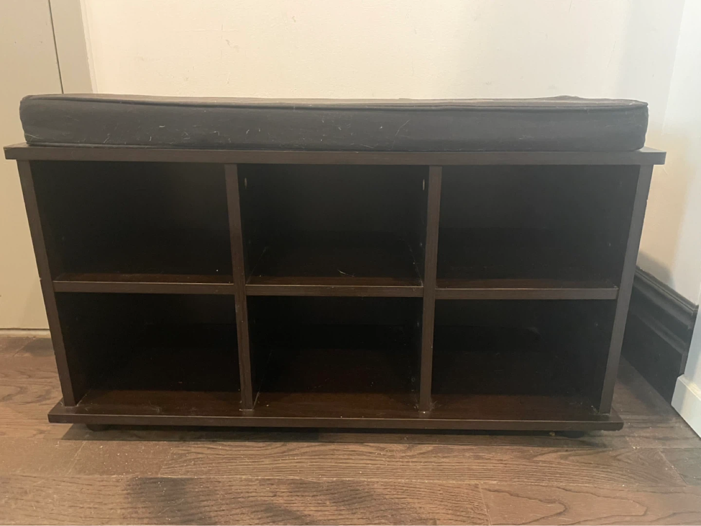 Dark Brown Entryway Shoe Storage Bench with Cushion - photo 2