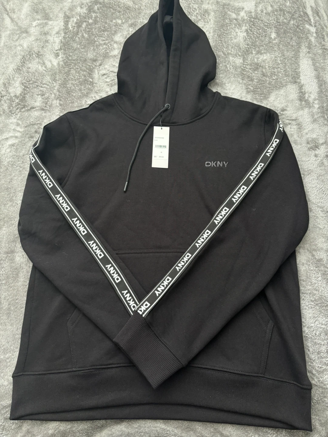 DKNY Black Hoodie with Logo Tape