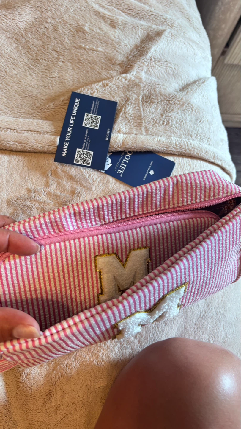 YOOLIFE Pink Seersucker Zipper Pouches (Set of 2) - photo 2