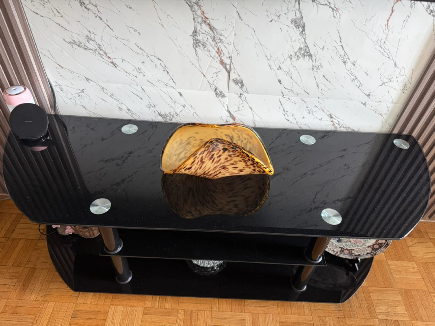 Tv table Black Glass Entertainment Unit - photo 2