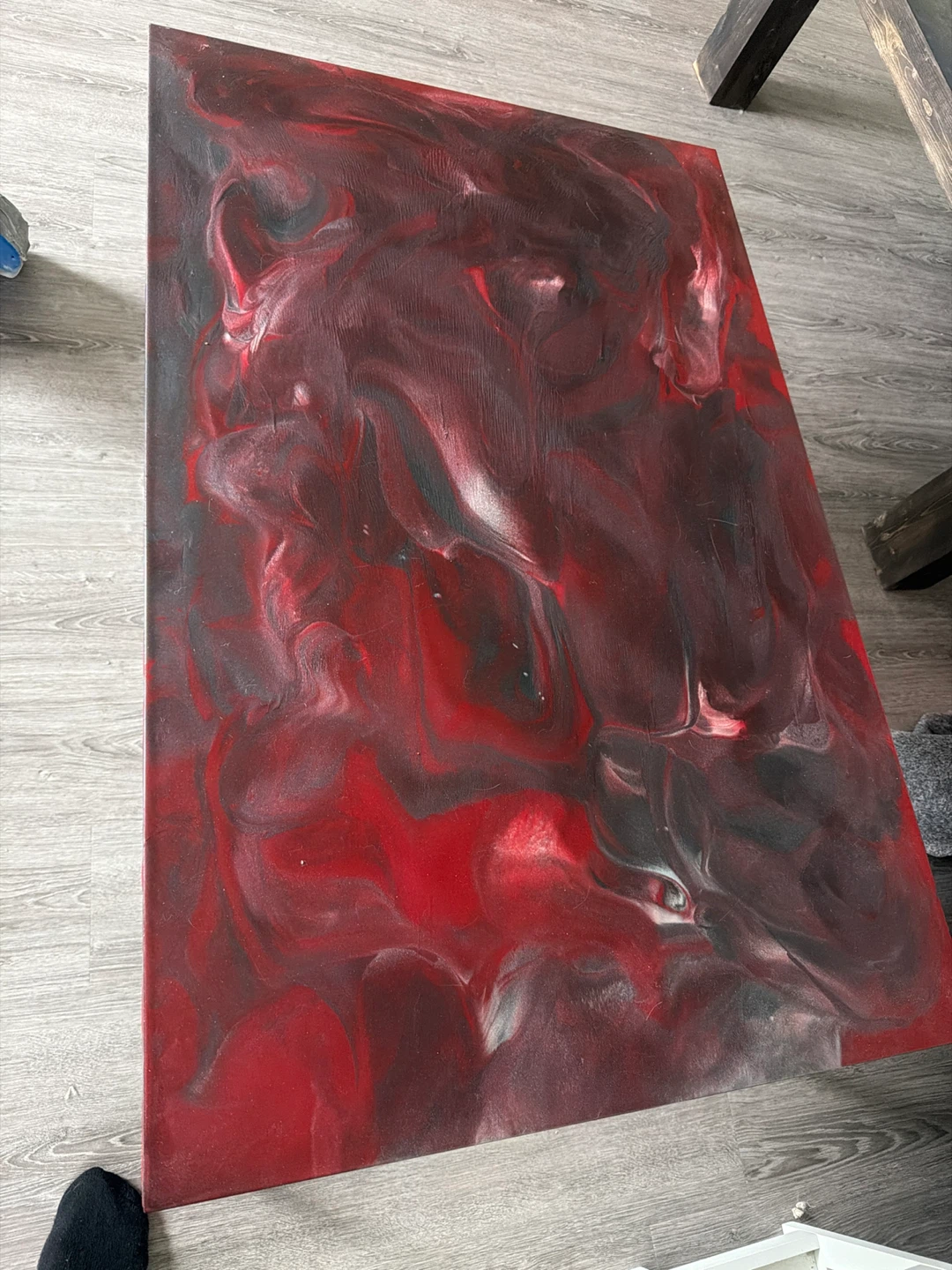 Unique Red and Black Epoxy Table - photo 2