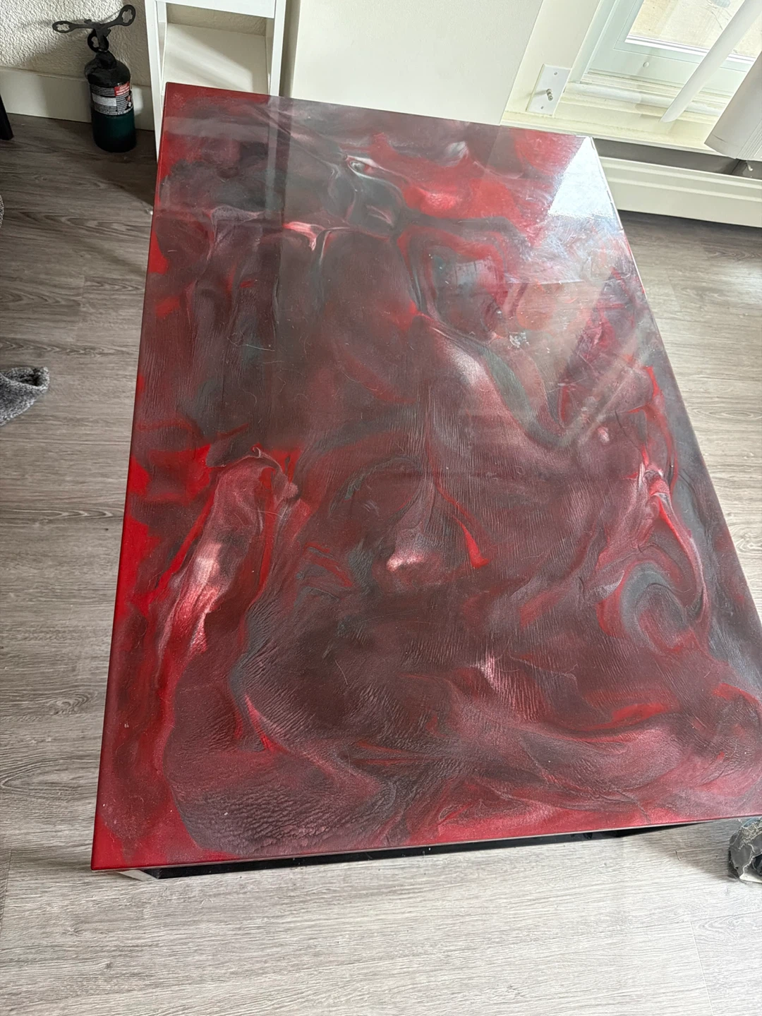 Unique Red and Black Epoxy Table
