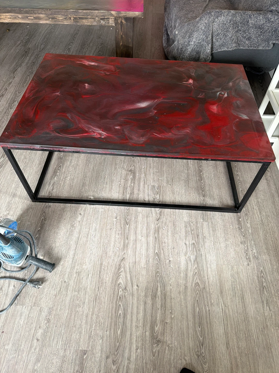 Unique Red and Black Epoxy Table - photo 3