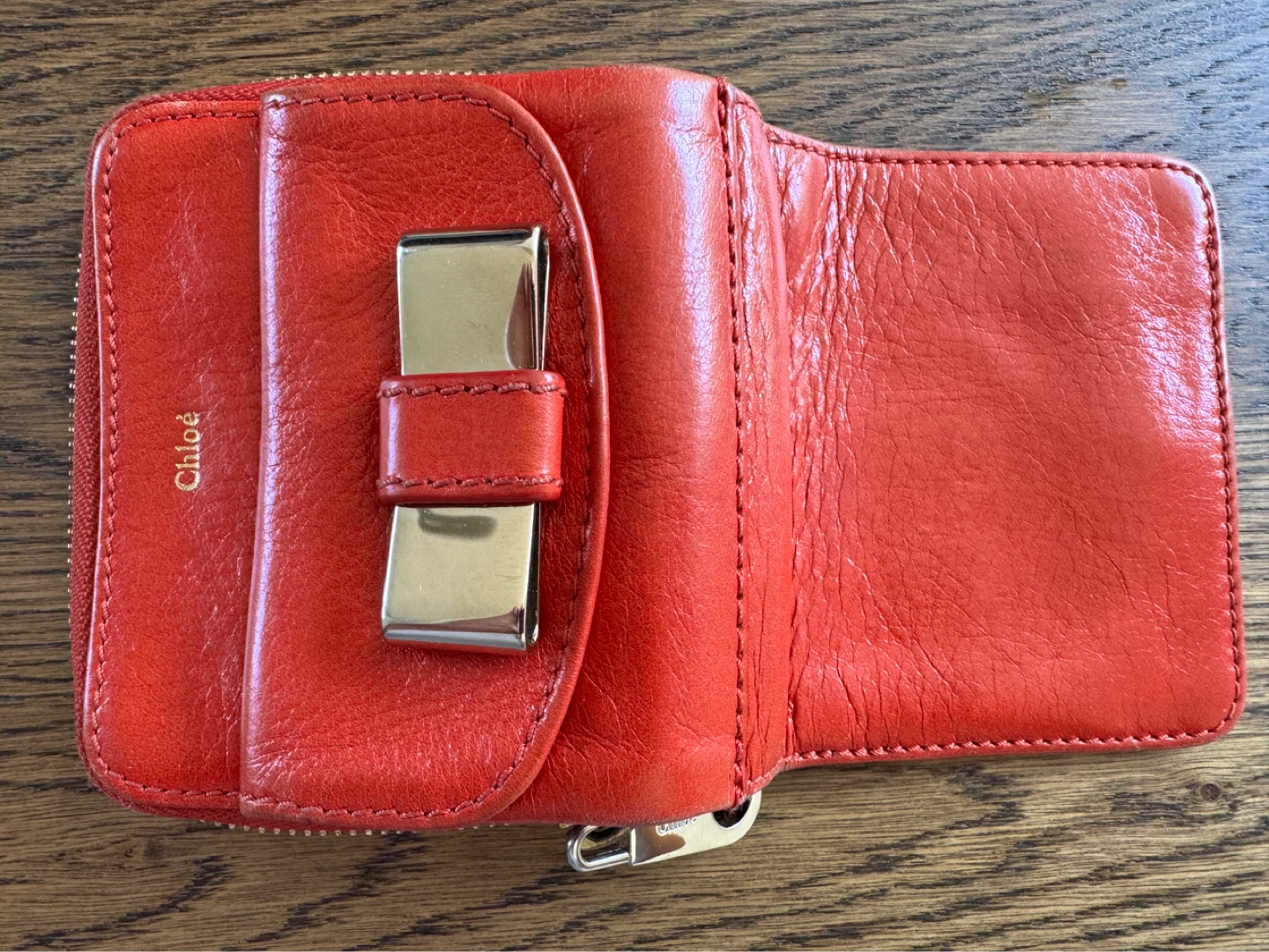 Chloe Red Leather Wallet with Bow Detail - photo 5