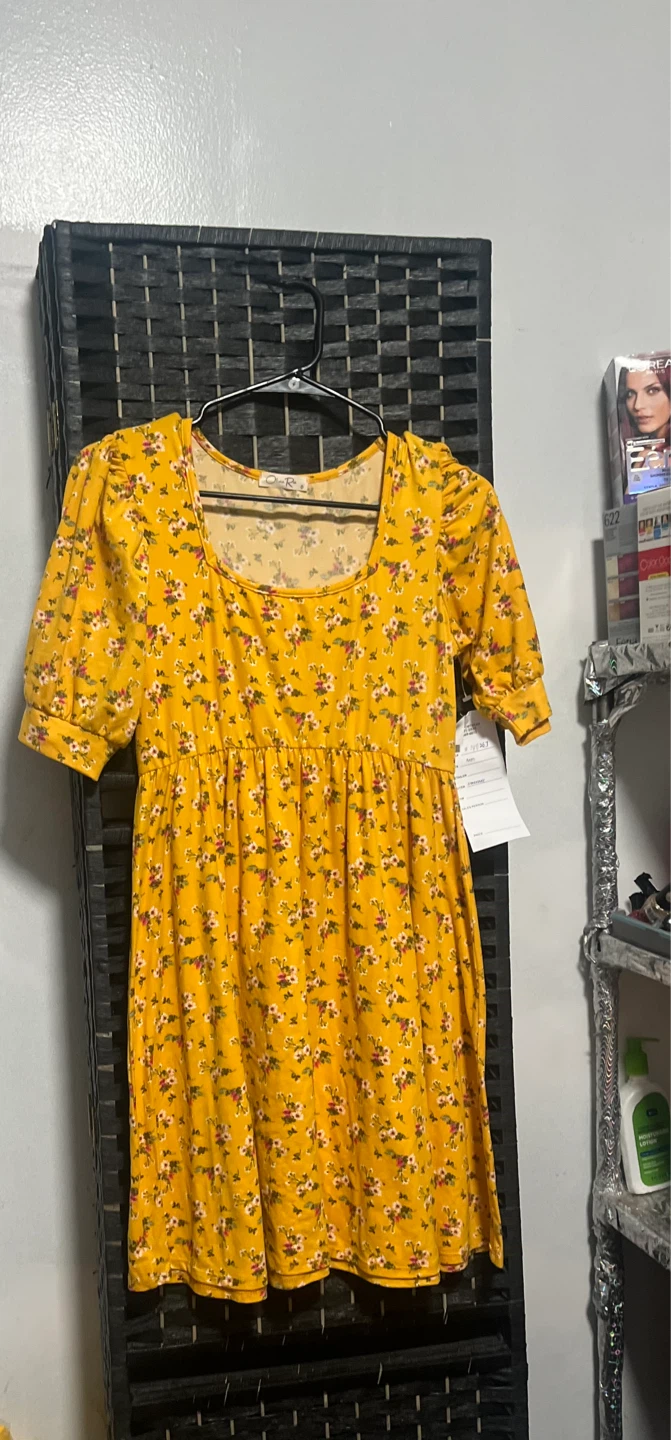 Yellow Floral Puff Sleeve Dress - photo 3