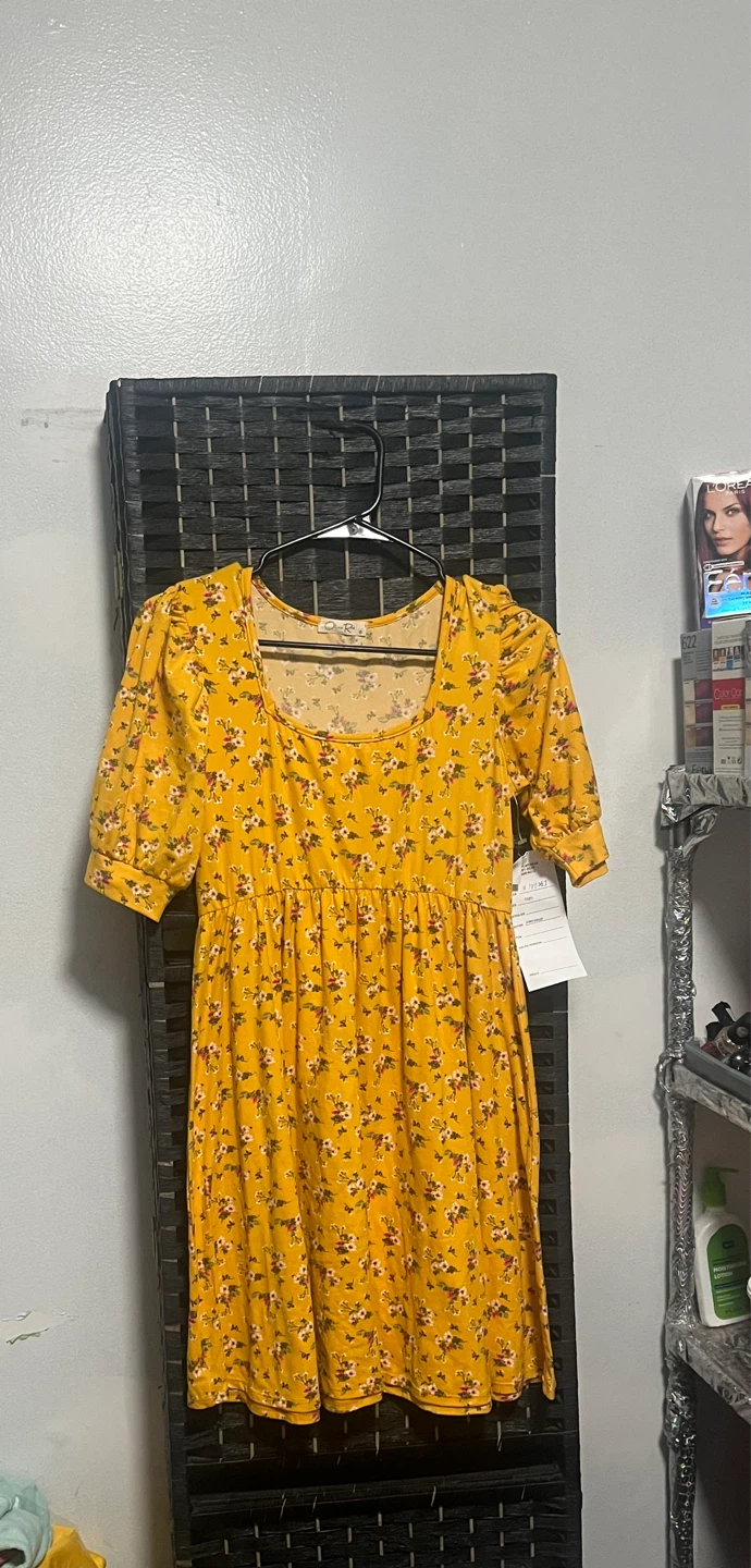 Yellow Floral Puff Sleeve Dress - photo 2