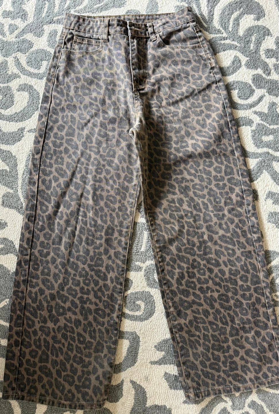 Dazy Leopard Print Wide Leg Jeans Size L