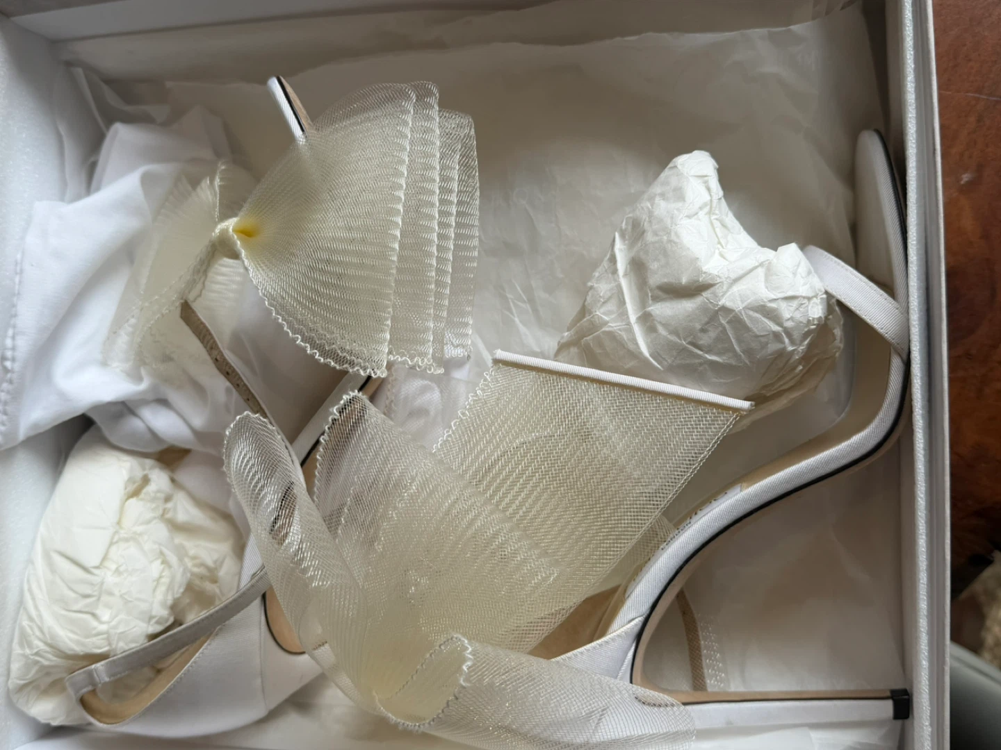 Jimmy Choo White Tulle Bow Heeled Sandals - photo 3