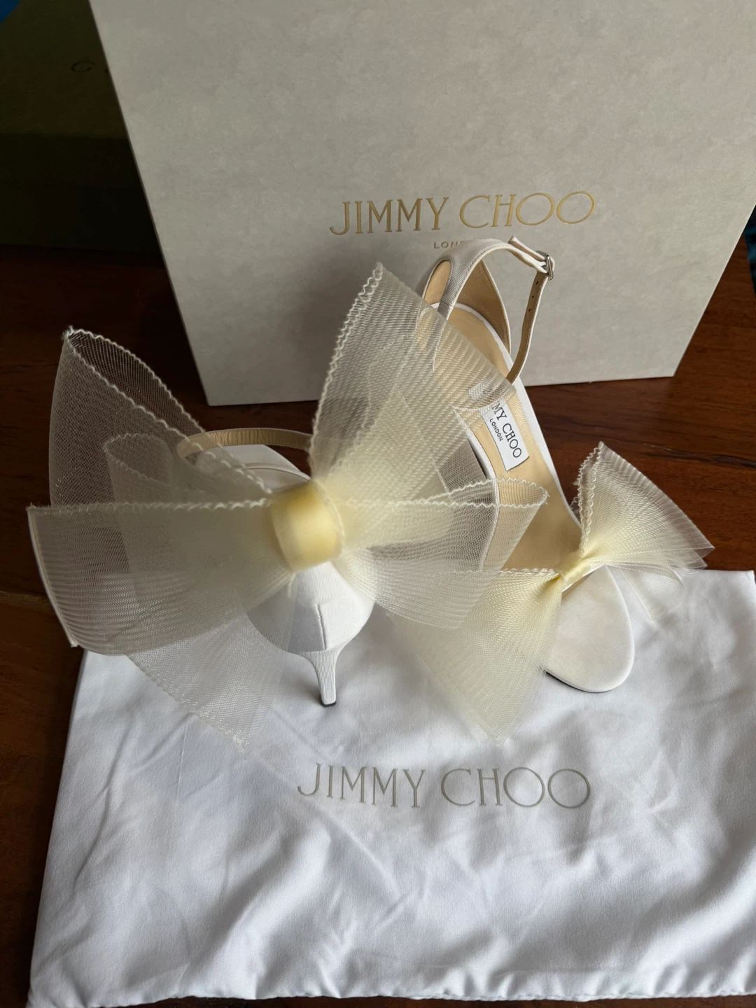 Jimmy Choo White Tulle Bow Heeled Sandals - photo 5
