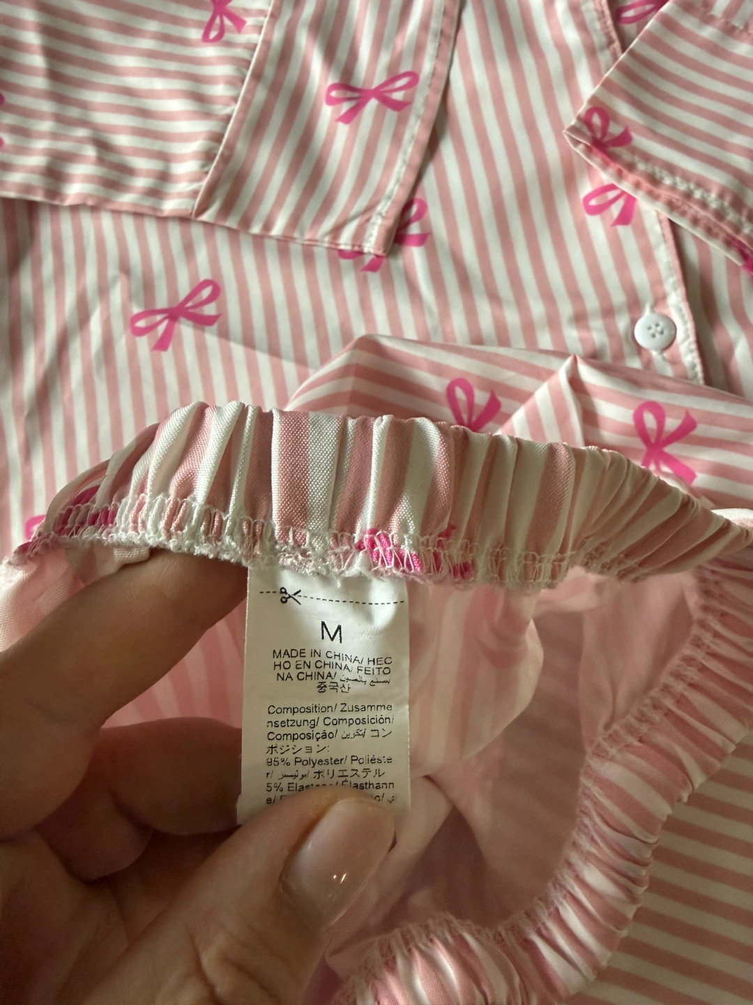 Pink Striped Bow Pajama Set - Medium - photo 4