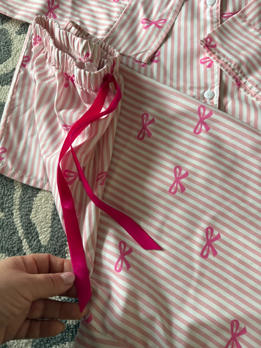 Pink Striped Bow Pajama Set - Medium - photo 3