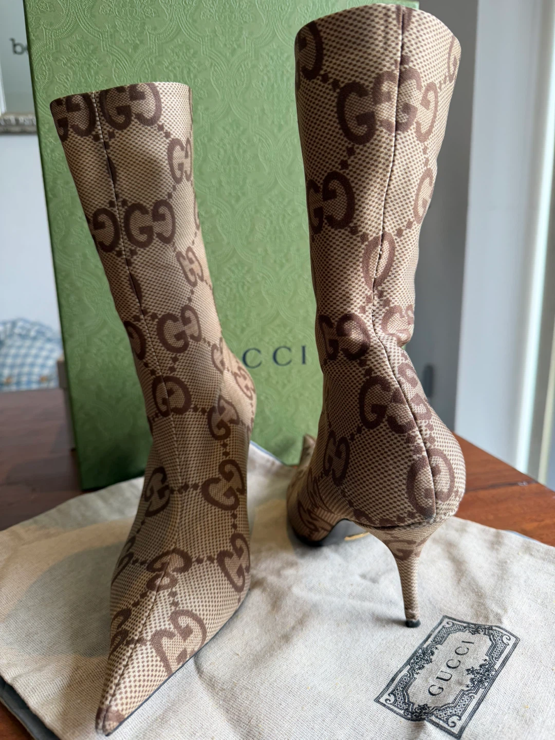Gucci Monogram Ankle Boots Size 39.5