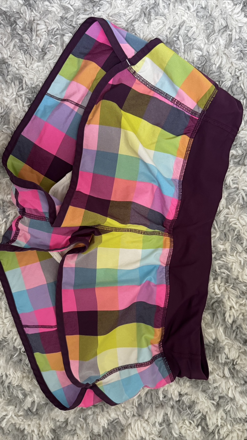 Lululemon Running Shorts Rainbow Plaid