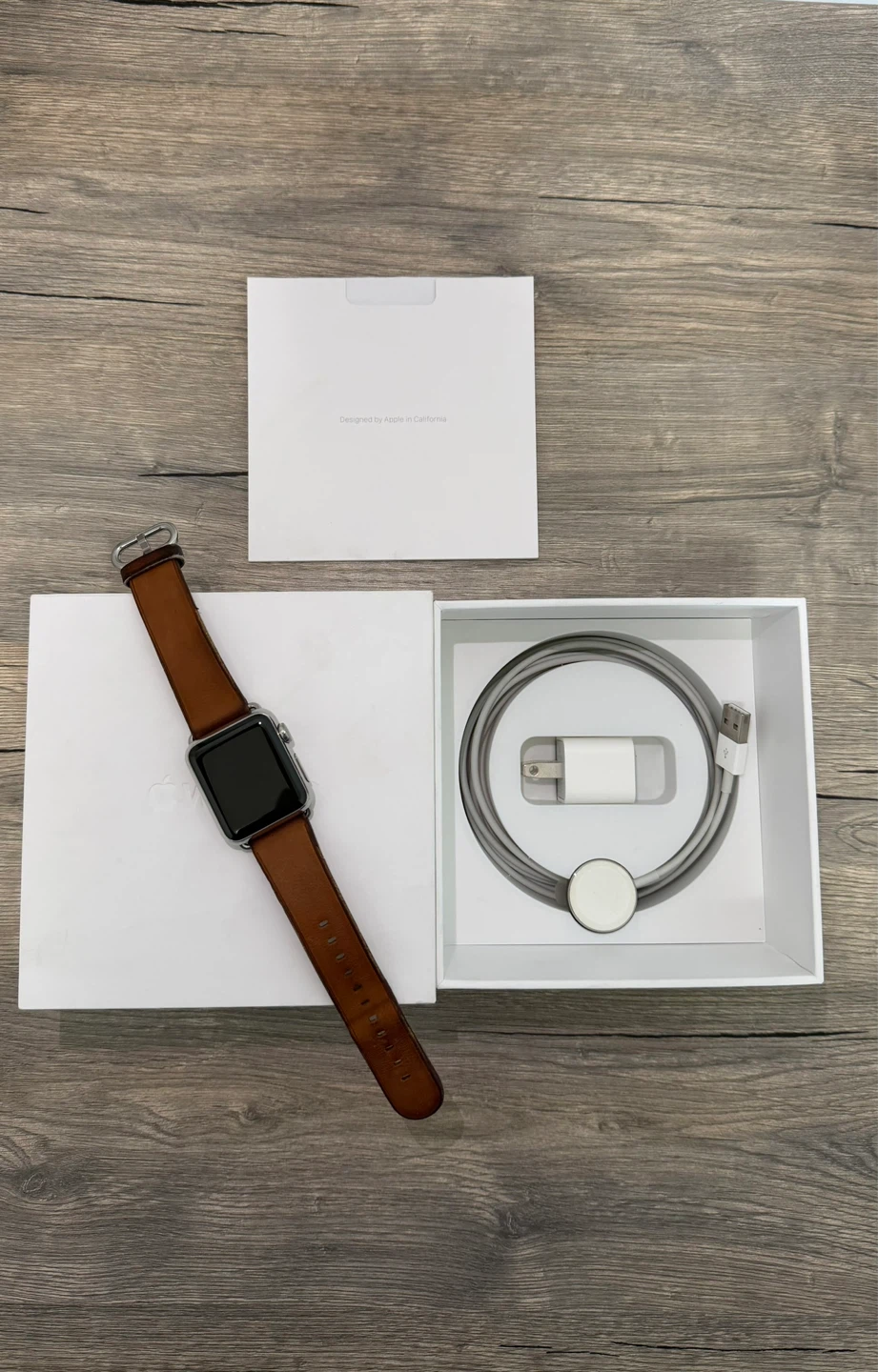 Apple Watch with Brown Leather Band