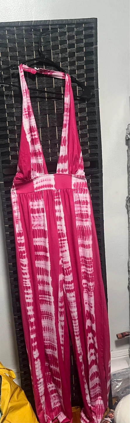 Pink Tie-Dye Halter Jumpsuit size L - photo 2