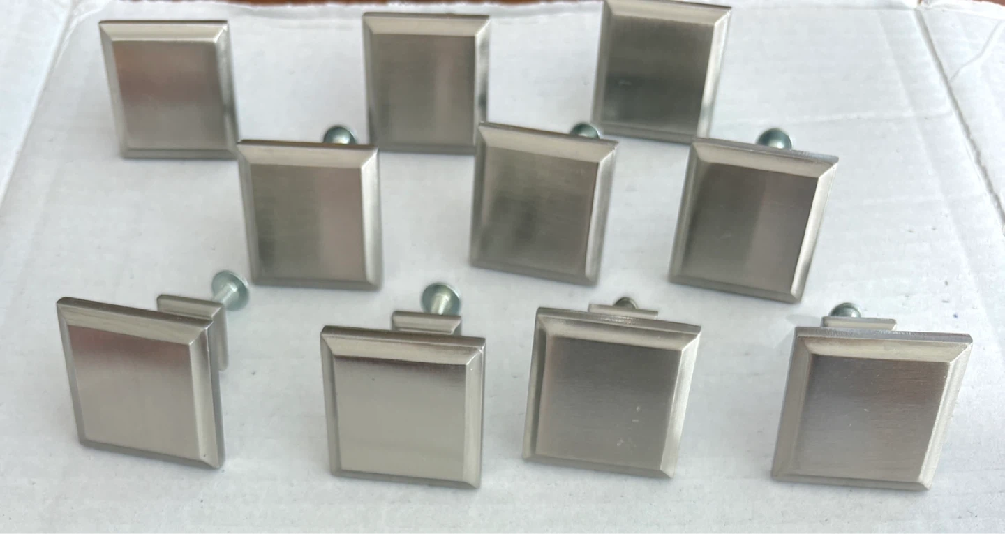 10 NEW square Brushed Nickel Cabinet Knobs