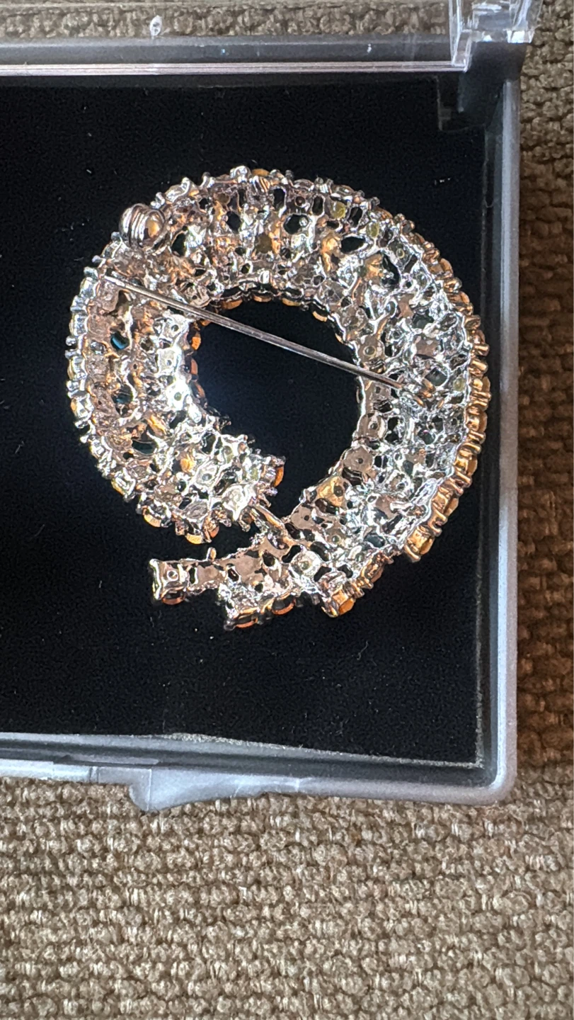 Blue Pearl and Rhinestone Brooch and Earring Set - photo 4