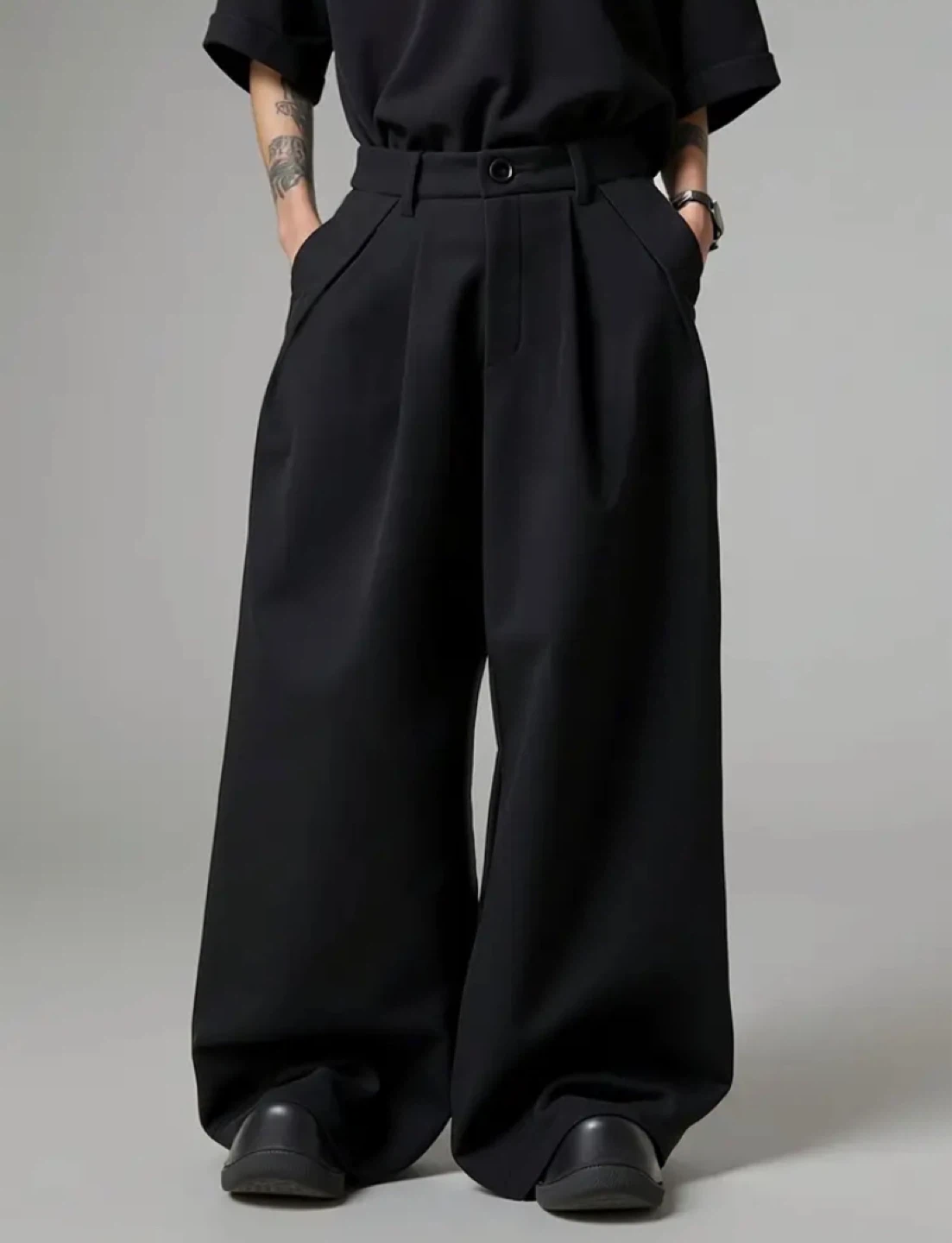 Wide Leg Black Trousers