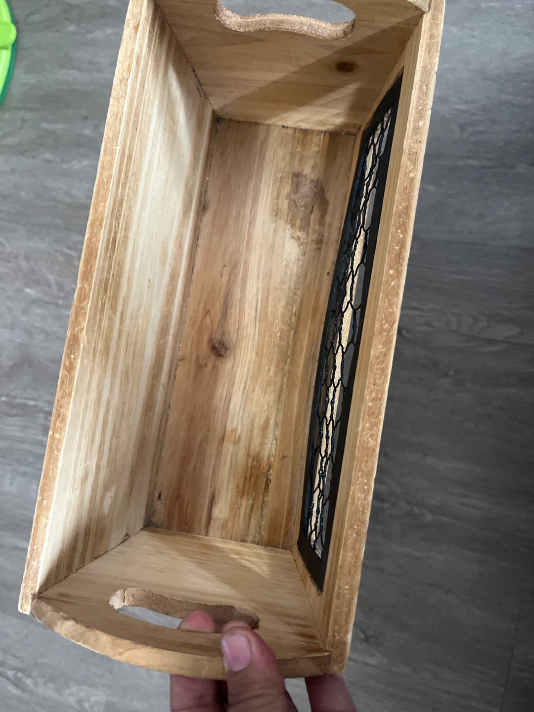 Wooden Storage Crate with Wire Mesh Accent - photo 2