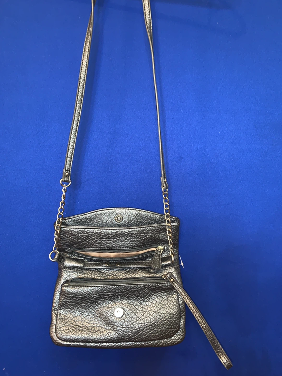 Grey Faux Leather Crossbody Purse - photo 3