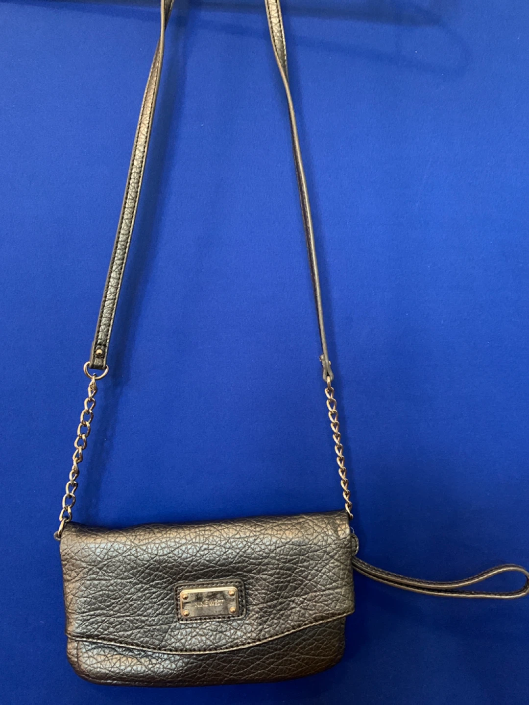 Grey Faux Leather Crossbody Purse