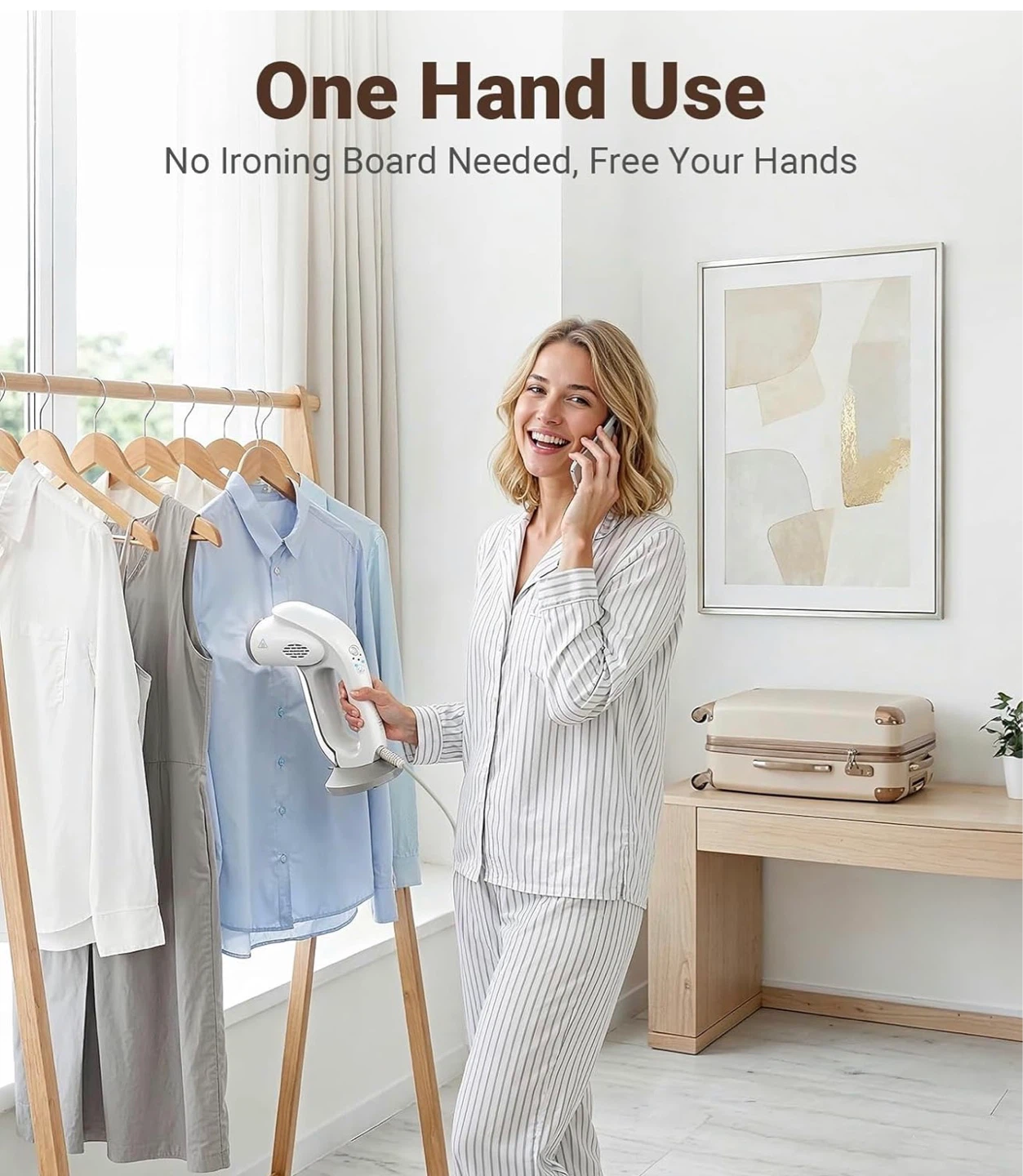 Portable Garment Steamer with Brush Attachment - photo 2
