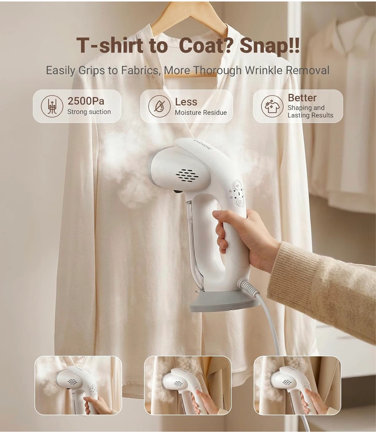 Portable Garment Steamer with Brush Attachment - photo 4