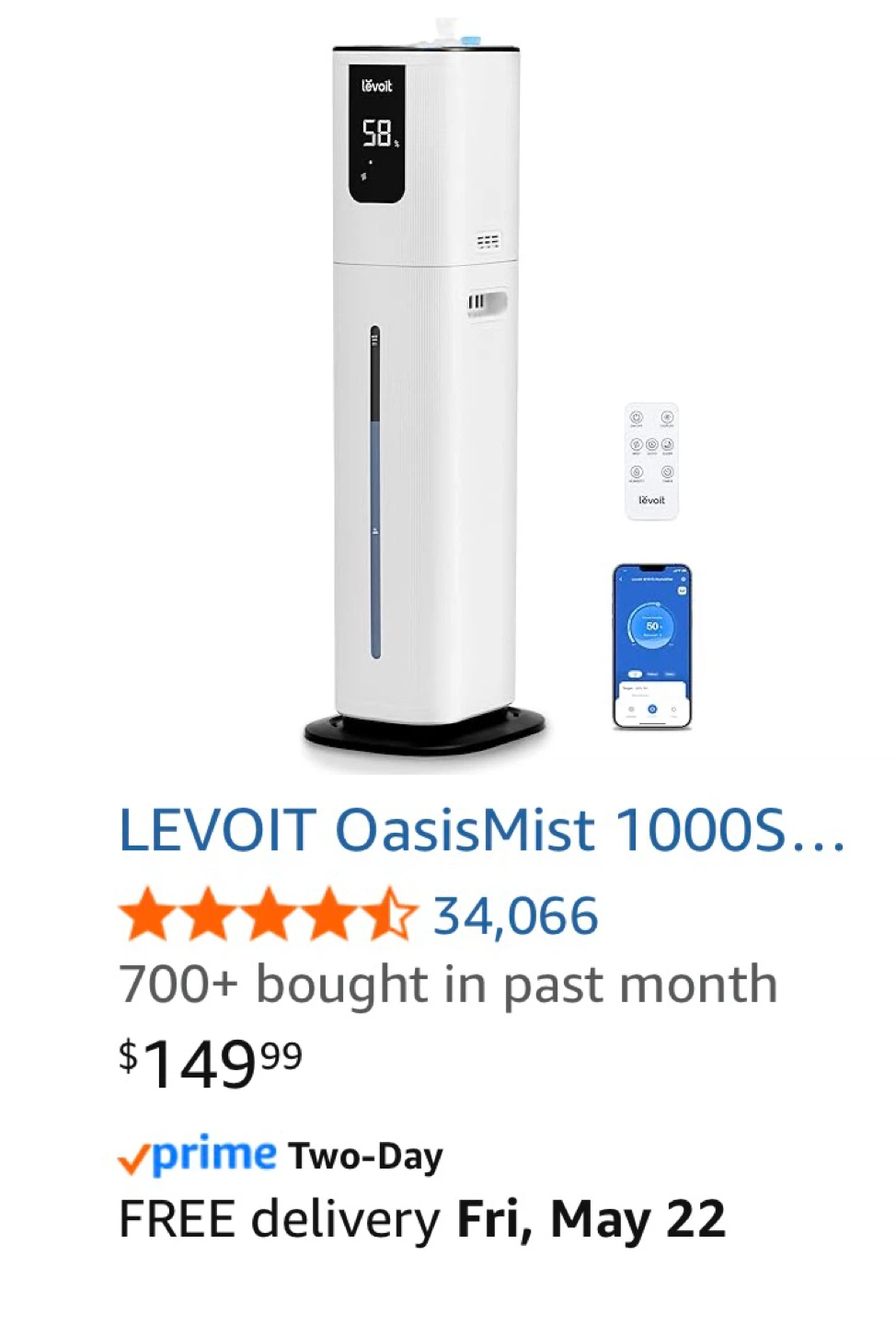 LEVOIT OasisMist 1000S 10L Smart Cool Mist Humidifier - photo 2