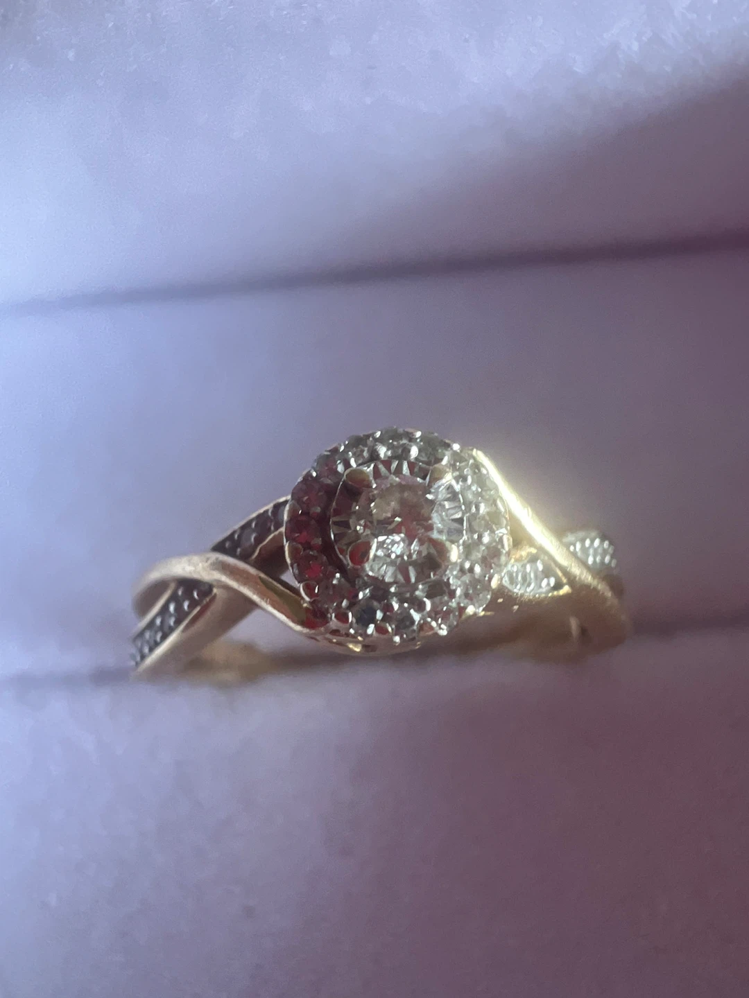 10K Yellow Gold Diamond Halo Ring - photo 3