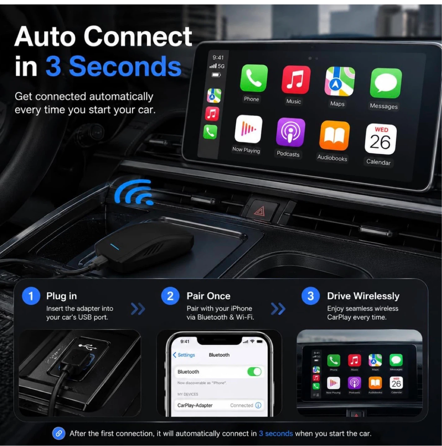 Wireless CarPlay Adapter for Factory Wired CarPlay - photo 3