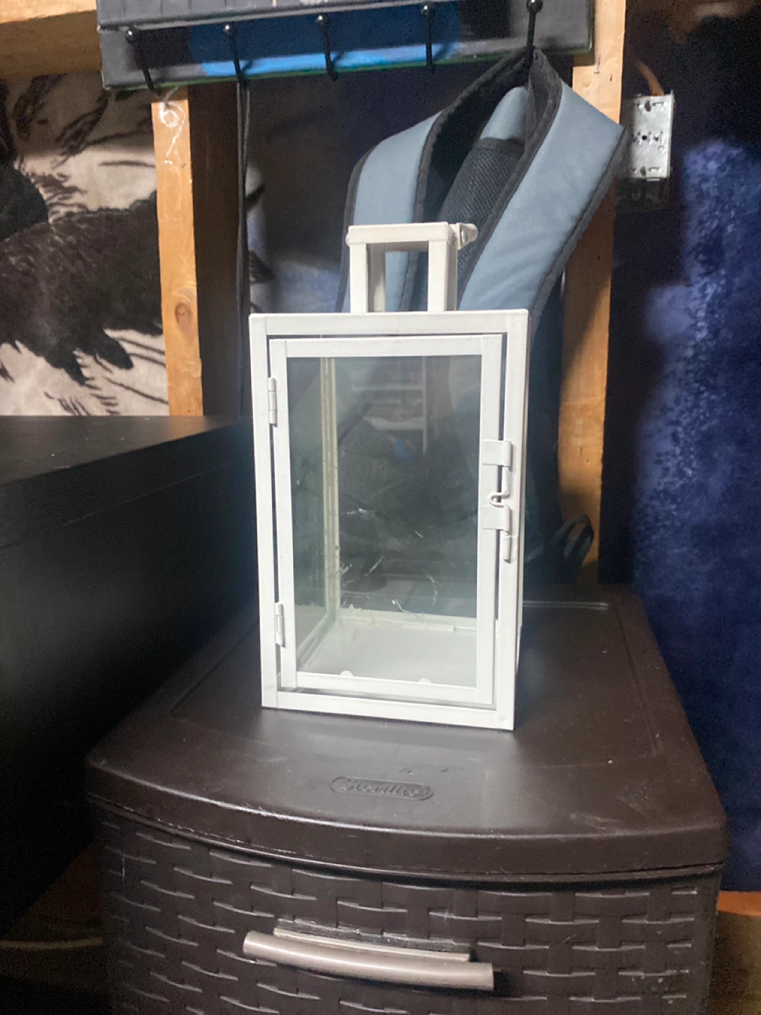 White Metal and Glass Lantern