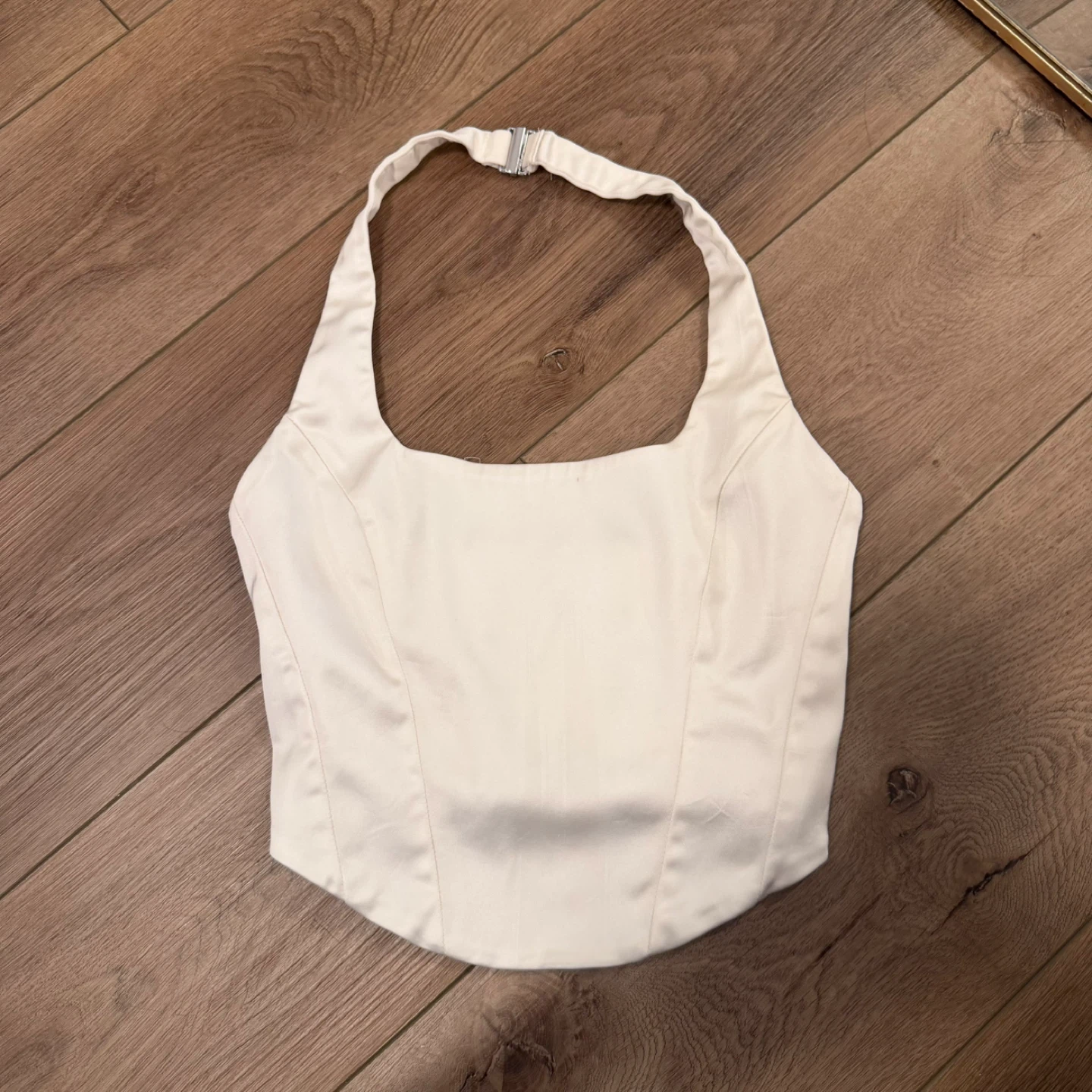 White Satin Halter Corset Top