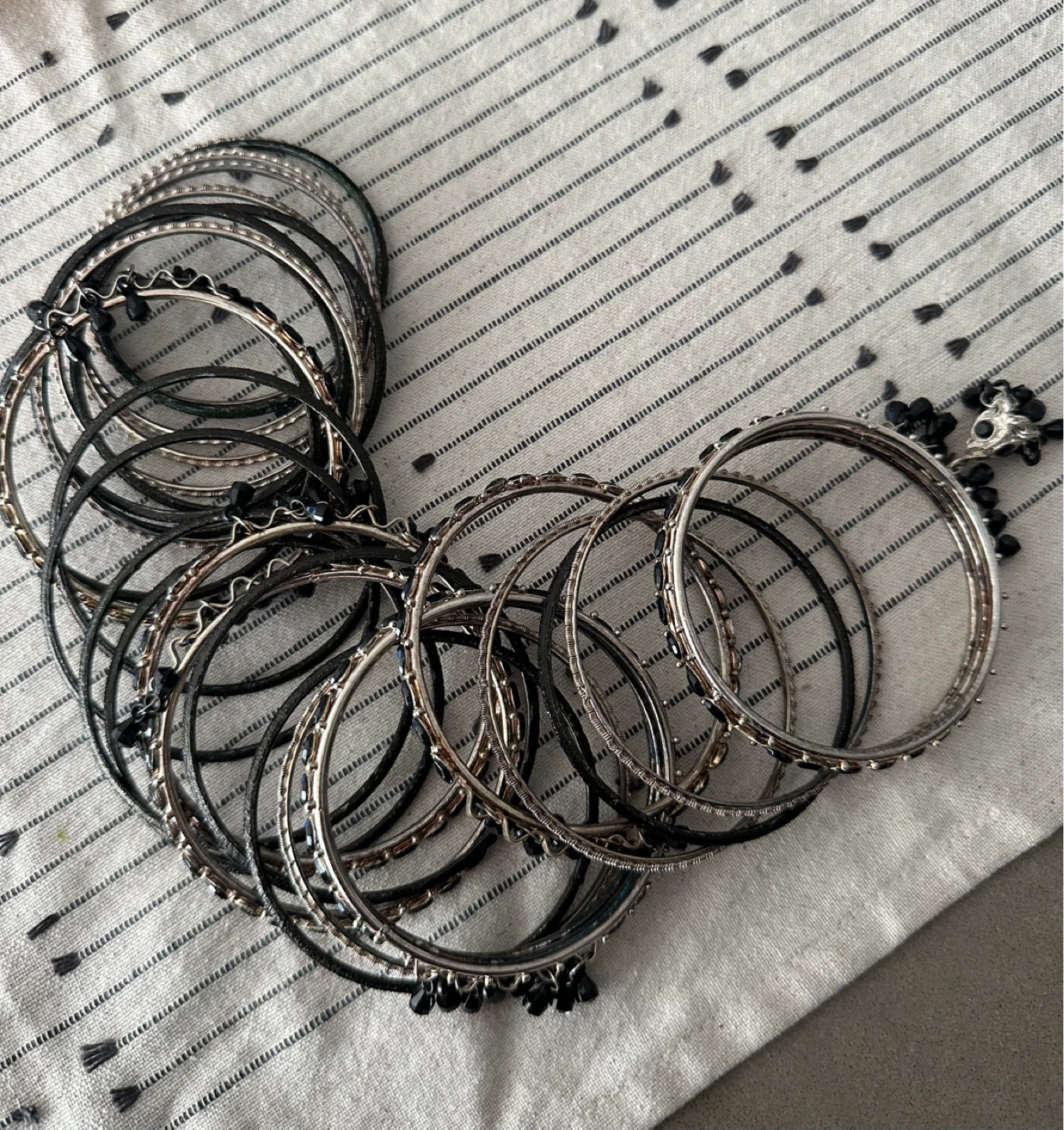 Silver and Black Bangles