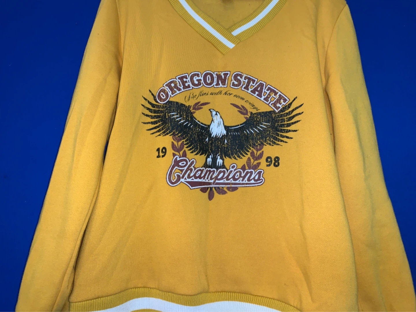 Yellow Oregon State Champions V-Neck Sweatshirt - photo 2