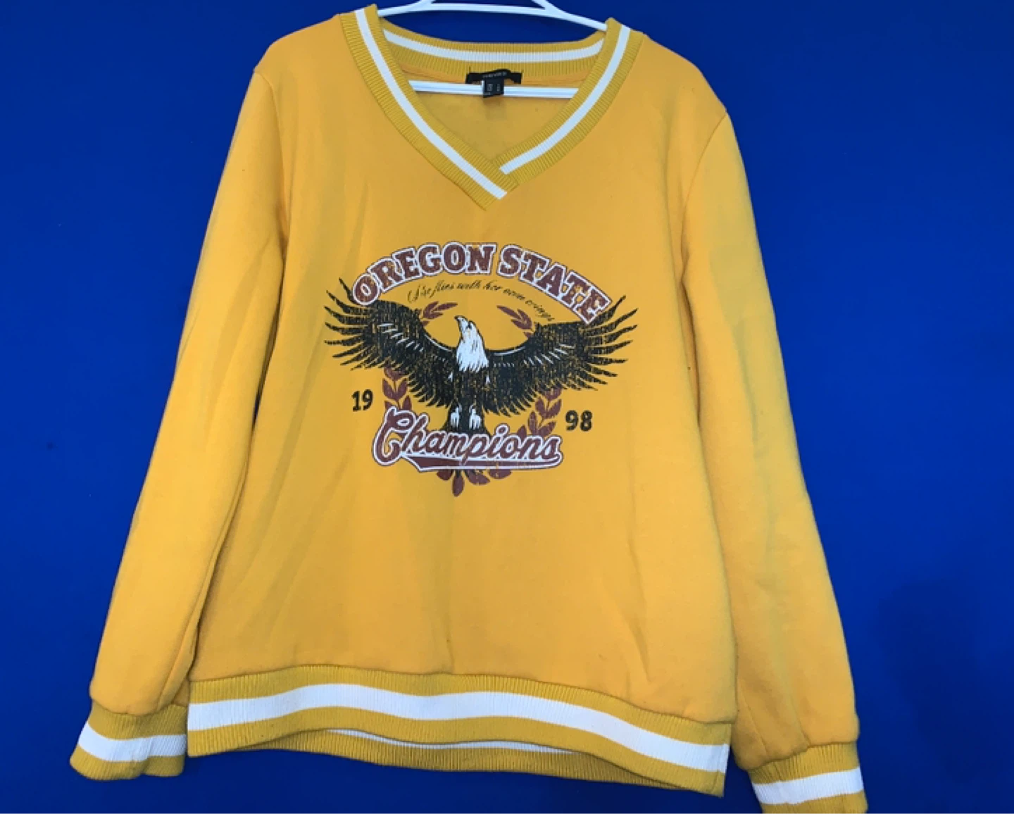 Yellow Oregon State Champions V-Neck Sweatshirt